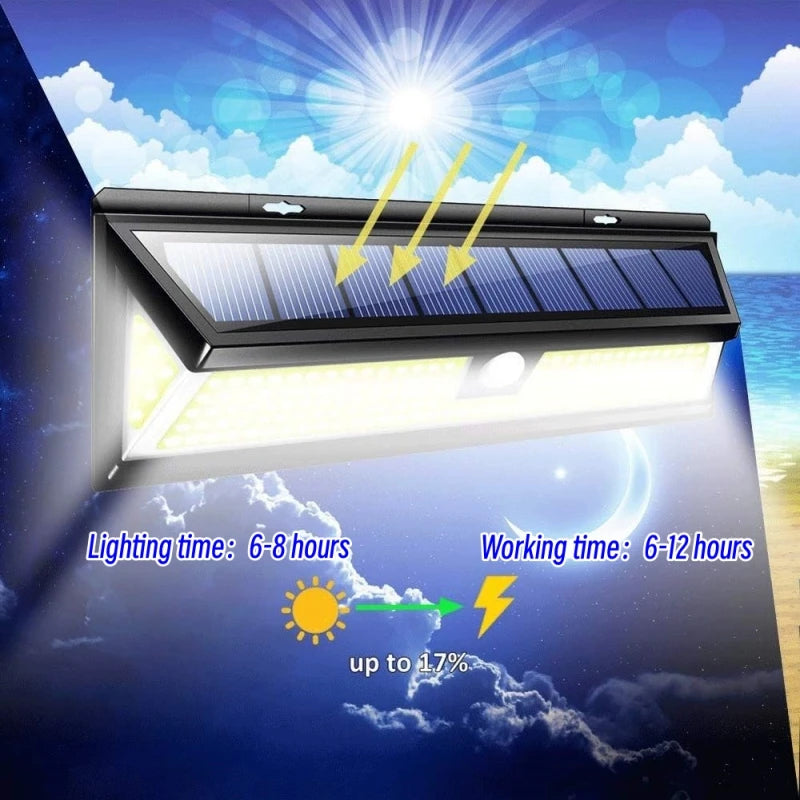 Applique Murale Solaire LED avec Détecteur de Mouvement, Éclairage d'Extérieur, 180 COB, Étanche, 3 Modes Super Lumineux, pour Jardin, Porte d'Entrée, Garage, Chemin