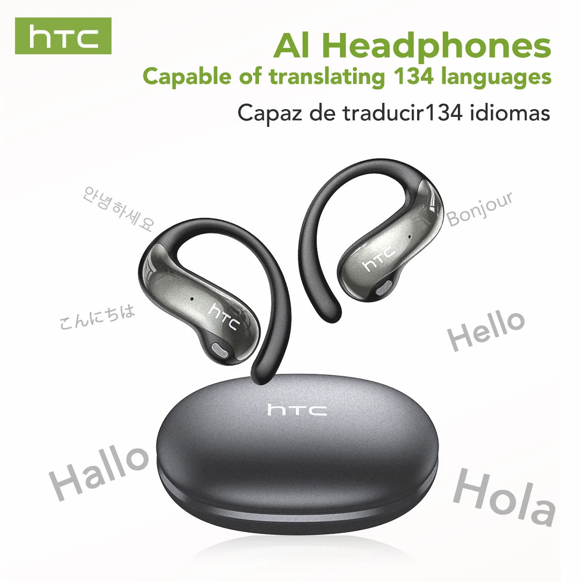Écouteurs Bluetooth HTC NE19 AI OWS Casque de sport sans fil avec micro Basses puissantes Traducteur AI Écouteurs étanches Longue durée