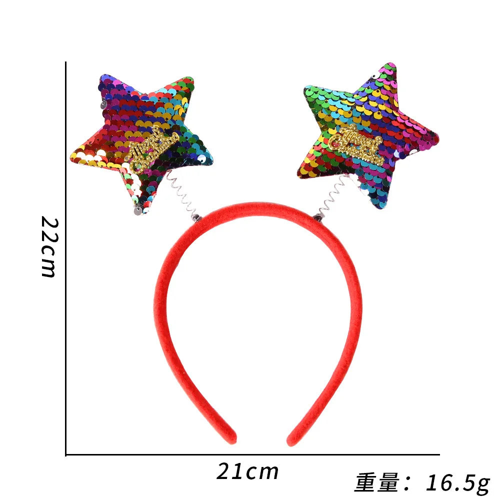 Serre-tête décoratif, Bandeau en bois de renne de noël, couvre-chef en plastique étoile pour enfants, ornement festif, décoration pour fête de noël