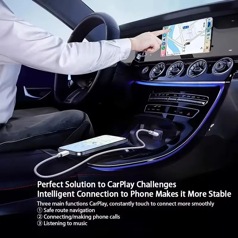 Câble USB-A vers USB-C tressé nylon – Charge rapide 22,5 W – Compatible Apple CarPlay iPhone 15 / 16 Pro / Pro Max / Plus