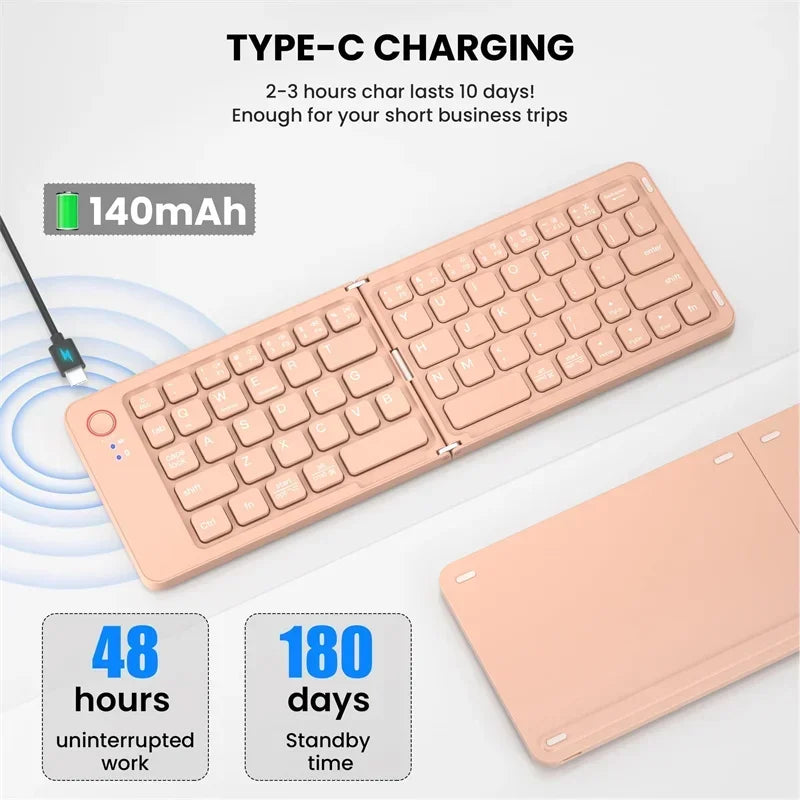 Clavier Bluetooth Compact et Pliable – Multilingue – Pour Tablette, iPad, PC, iOS/Android/Windows