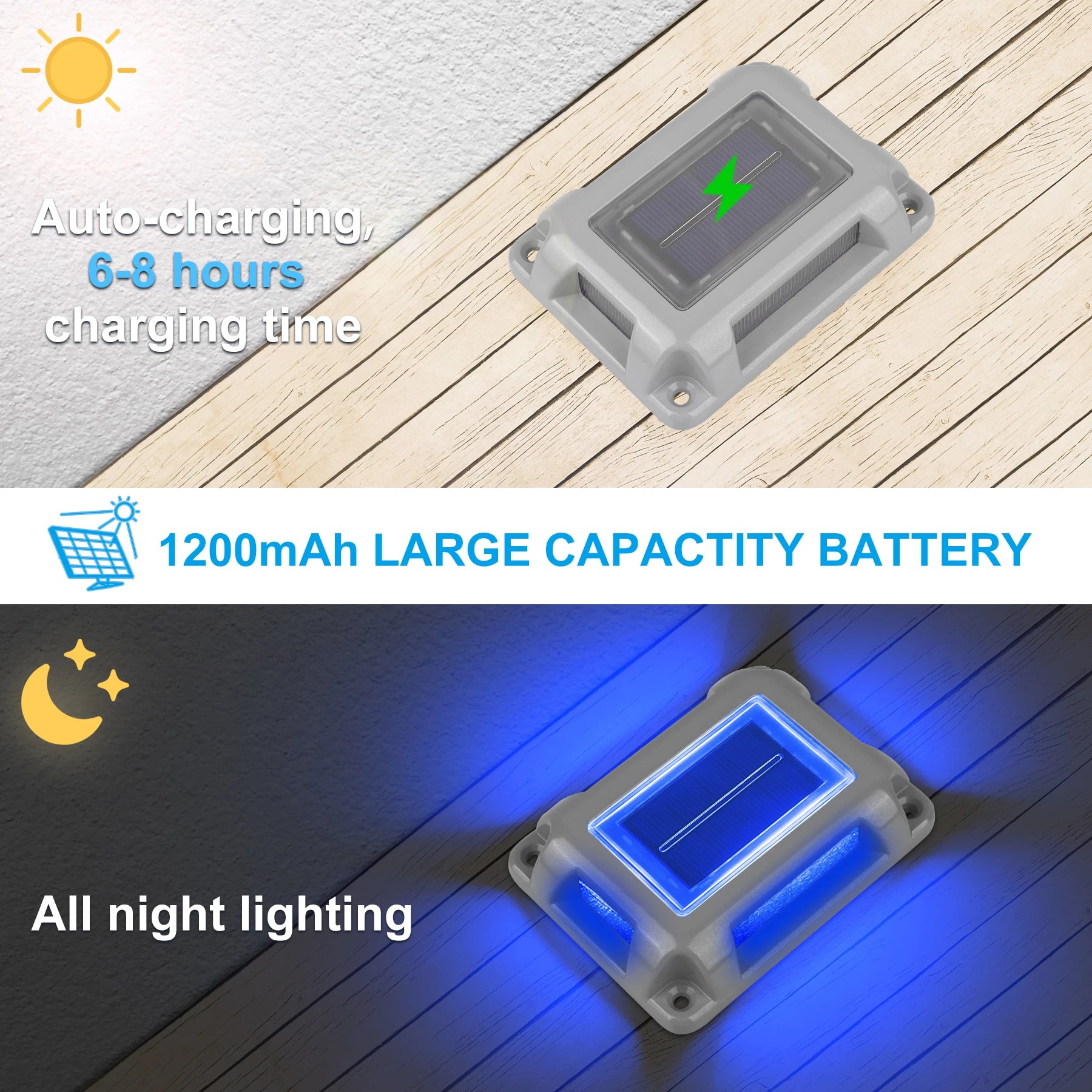 T-SUNRISE Solarlampe TS-G7006 – 8er Pack, blaue, dekorative LED-Lampen für Garten, Rasen, Treppe und Außenbereich, IP65