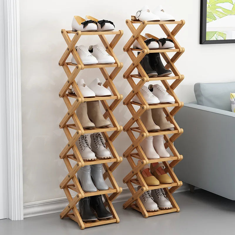 Bamboo Shoe Rack, Simple and Foldable, 2 to 6 Tiers