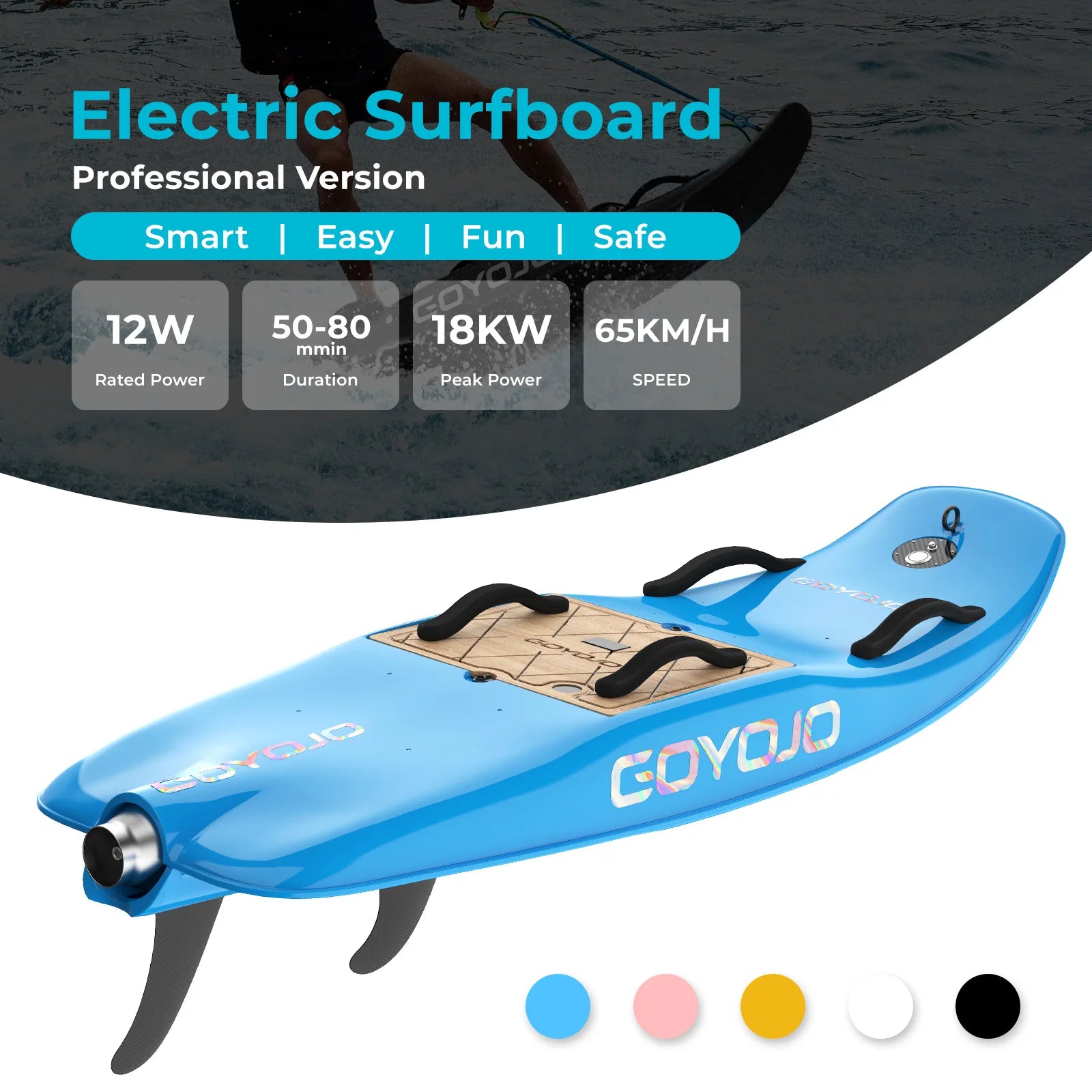 Planche de surf électrique GOYOJO nouvellement améliorée Sports de plein air en bord de mer Surf aquatique 12 kW 50-80 min