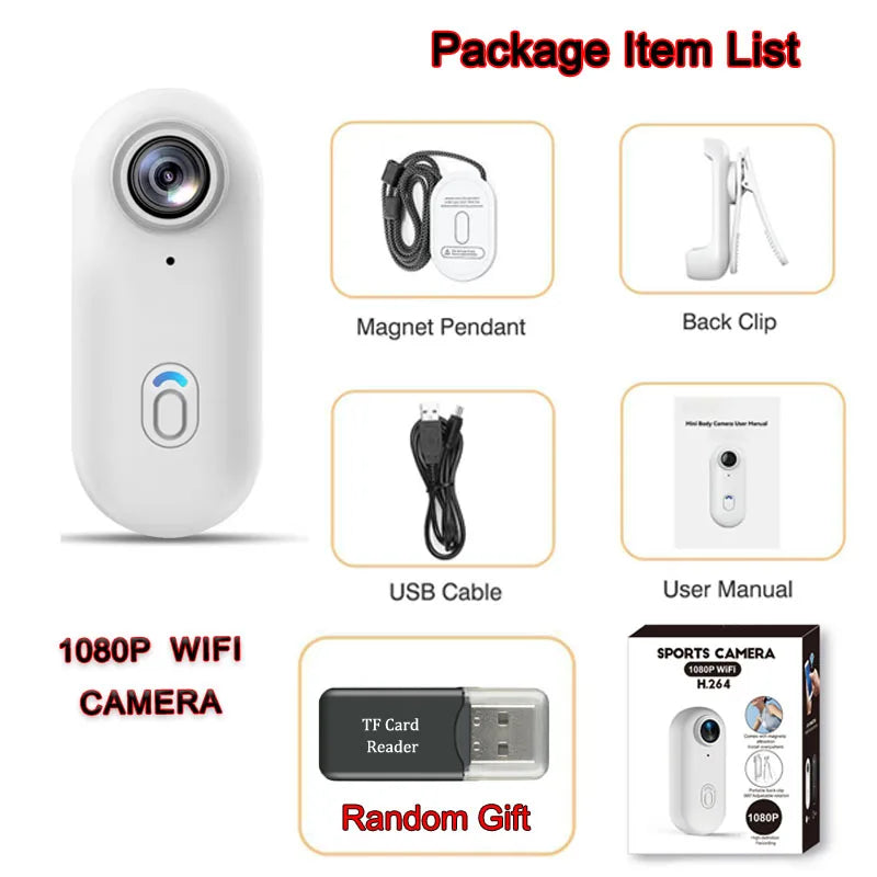 Mini Caméra 4K JETO – Vlogging Body Camera WiFi Mini Enregistreur d’Action Sport Voyage
