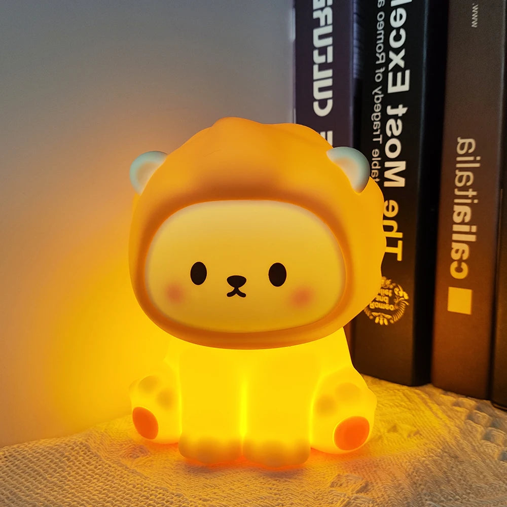 LED Silikon-Nachtlicht Panda/Löwe für Kinder – USB wiederaufladbar
