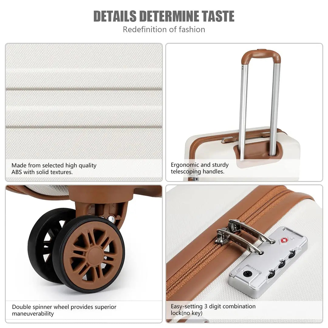 Ensemble de bagages rigides ABS KONO 4 pièces – léger, 8 roues doubles, serrure TSA, valises S-M-L-XL