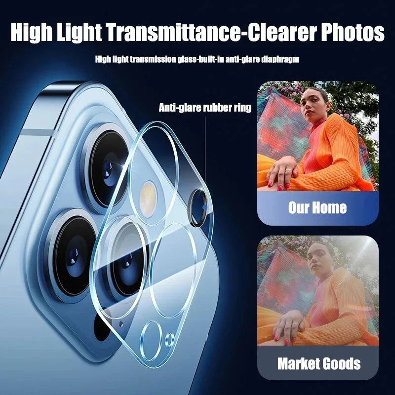 Protecteur d’objectif caméra en verre trempé KENNAGE – Anti-empreintes, Anti-rayures, Anti-éclats – iPhone X à iPhone 15 Pro Max