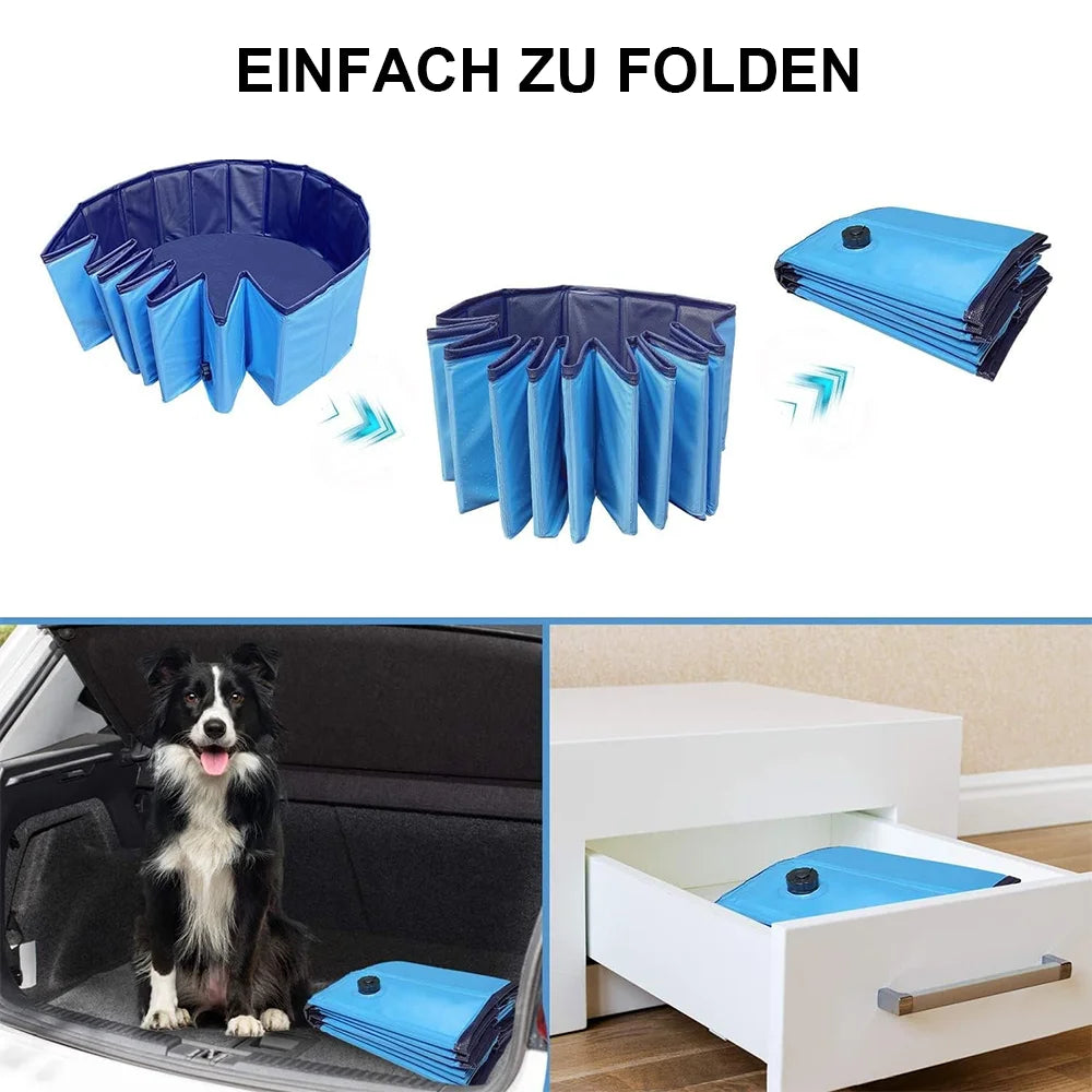 Piscine pliable pour animaux de compagnie, 160 x 30 cm, 120 x 30 cm, 80 x 20 cm, portable, avec valve de vidange, pour l'extérieur