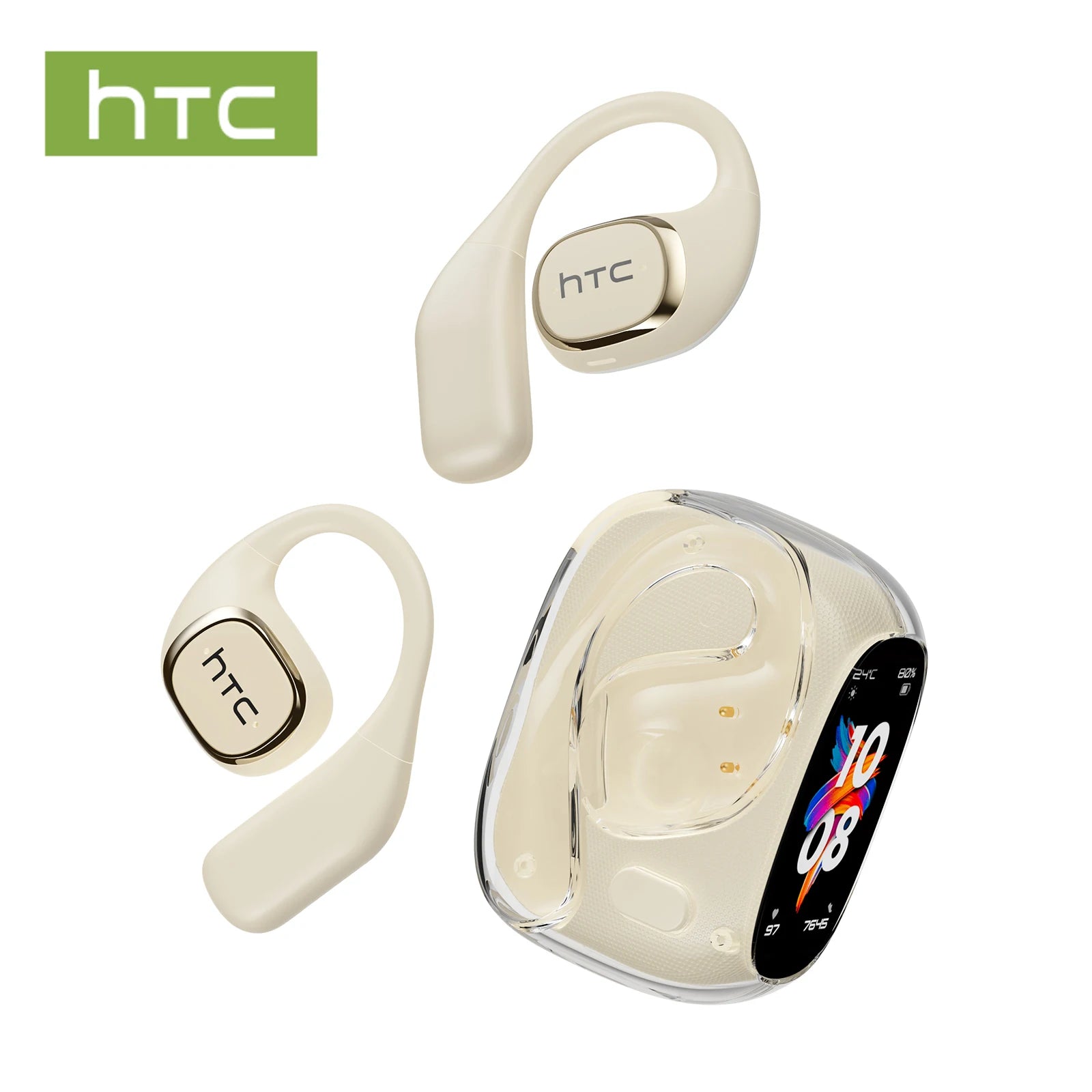 Écouteurs de traduction, Casque audio sans fil Bluetooth 6.0 OWS HTC NE11, Écran tactile couleur, Batterie ultra longue durée