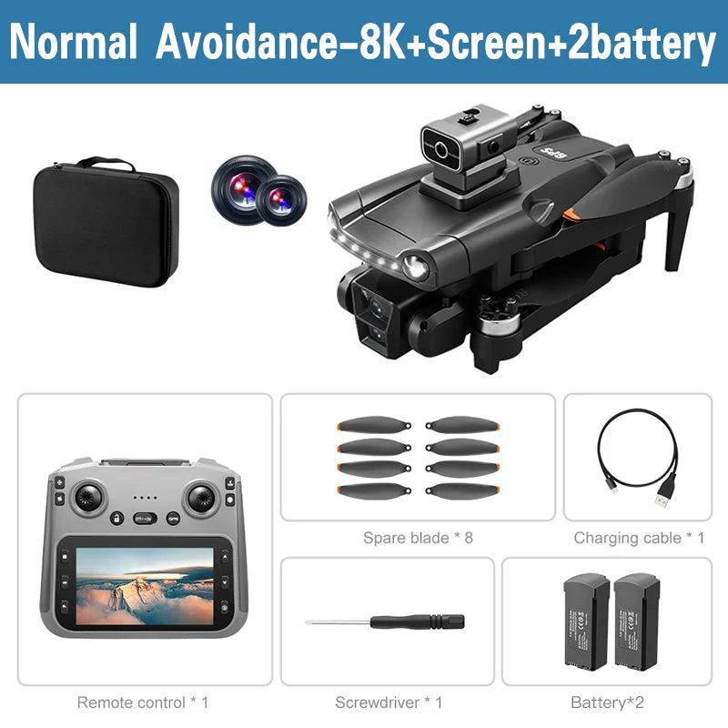 Drone Xiaomi V198 GPS MAX avec caméra HD 8K professionnelle, WiFi 5G, évitement des obstacles par laser sans balais, quadcopter pliable.