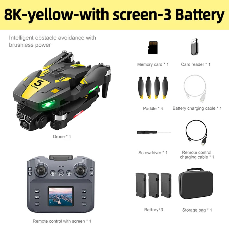 Drone FPV 8K Professionnel Xiaomi Mijia M5s, Caméra Haute Définition, Moteur Brushless (Sans Balais), Télécommande avec Écran, Vol Longue Durée, Pliable, RC