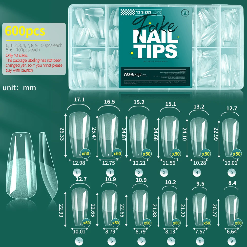 Faux Ongles Nailpop 600 pièces – Capsules Gel Souple Full Cover Multi-Formes