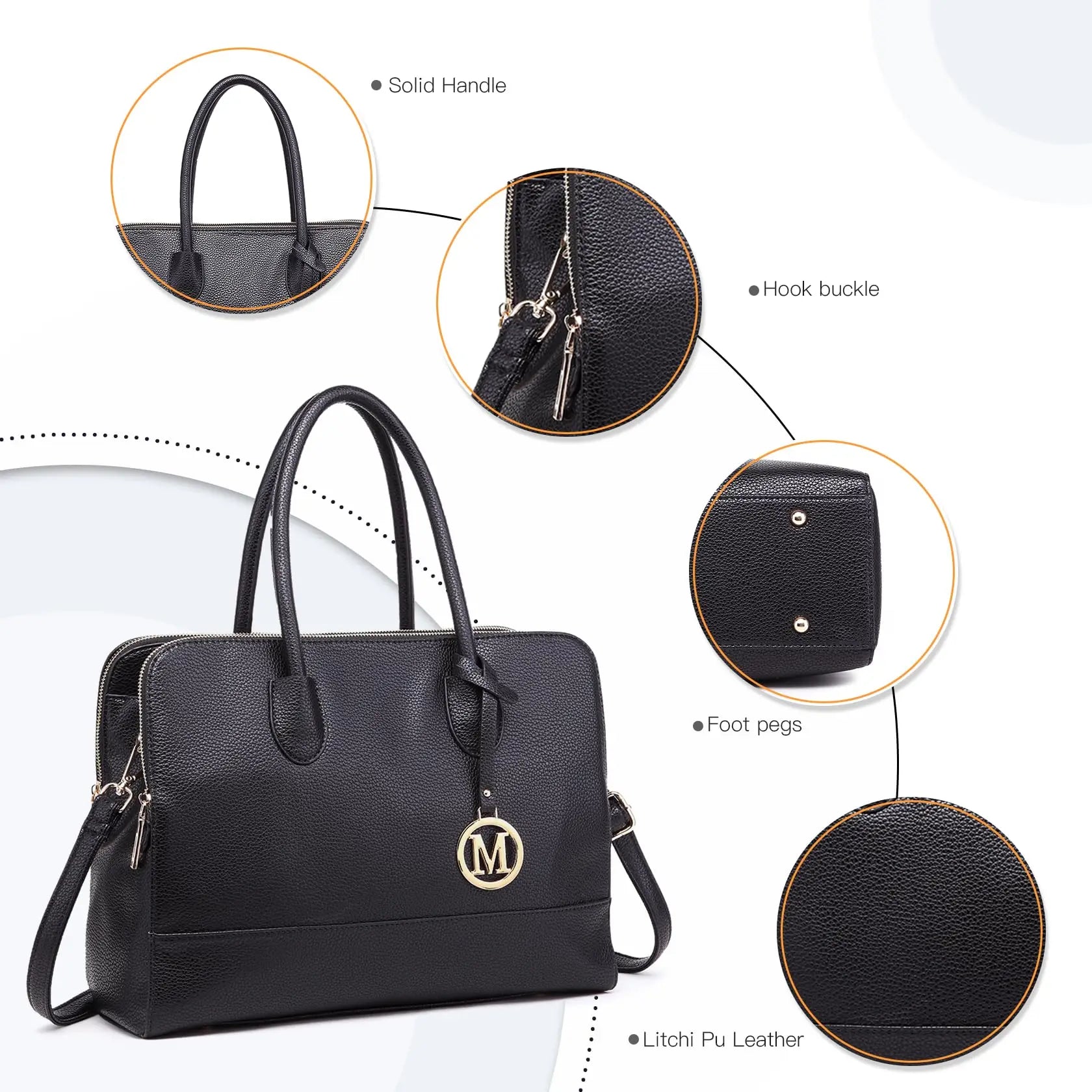 Porte-documents 13 pouces rétro élégant Miss Lulu, sac à main pour ordinateur portable