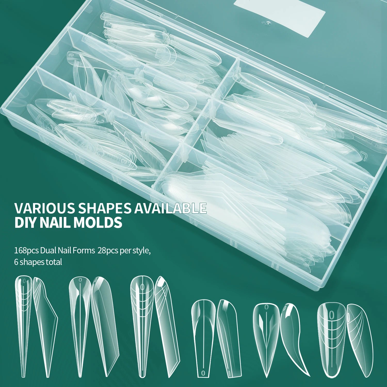 Kit de formes d’ongles doubles 6 en 1, 168 pièces