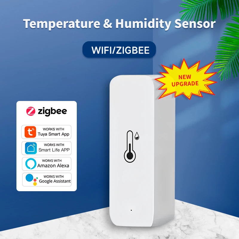 Tuya Wifi/Zigbee Temperature and Humidity Sensor Indoor Thermometer for Home Work with Alexa Google Home Assistant