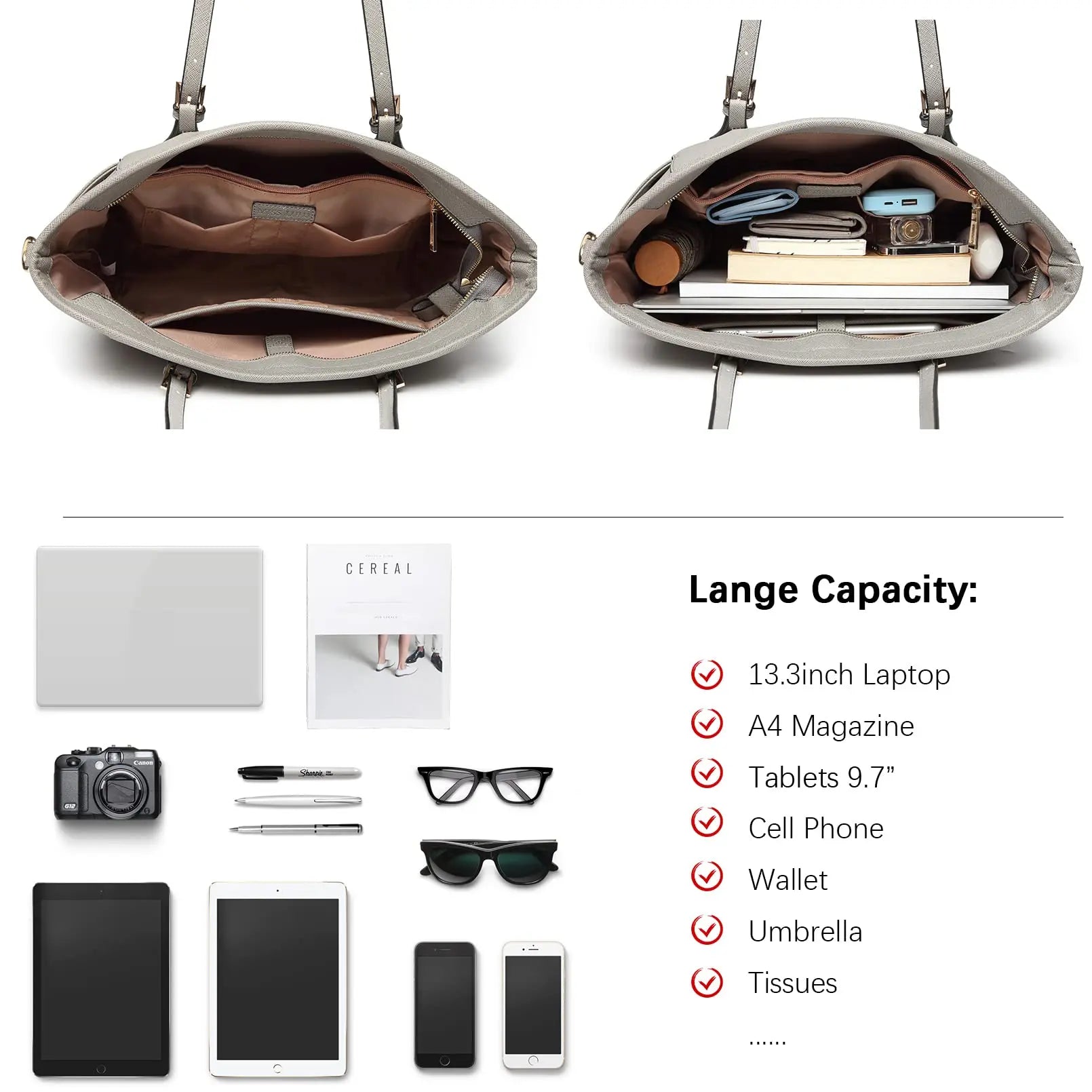 Sac à main pour femmes Miss Lulu – grand sac de shopping avec bandoulière réglable