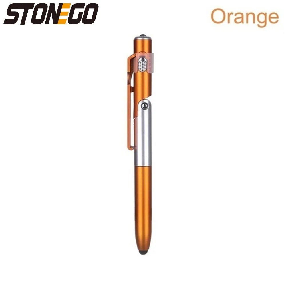 Stylo Bille 4-en-1 Pliable avec Stylet Tactile STONEGO, Lampe LED et Support pour Smartphone/Tablette