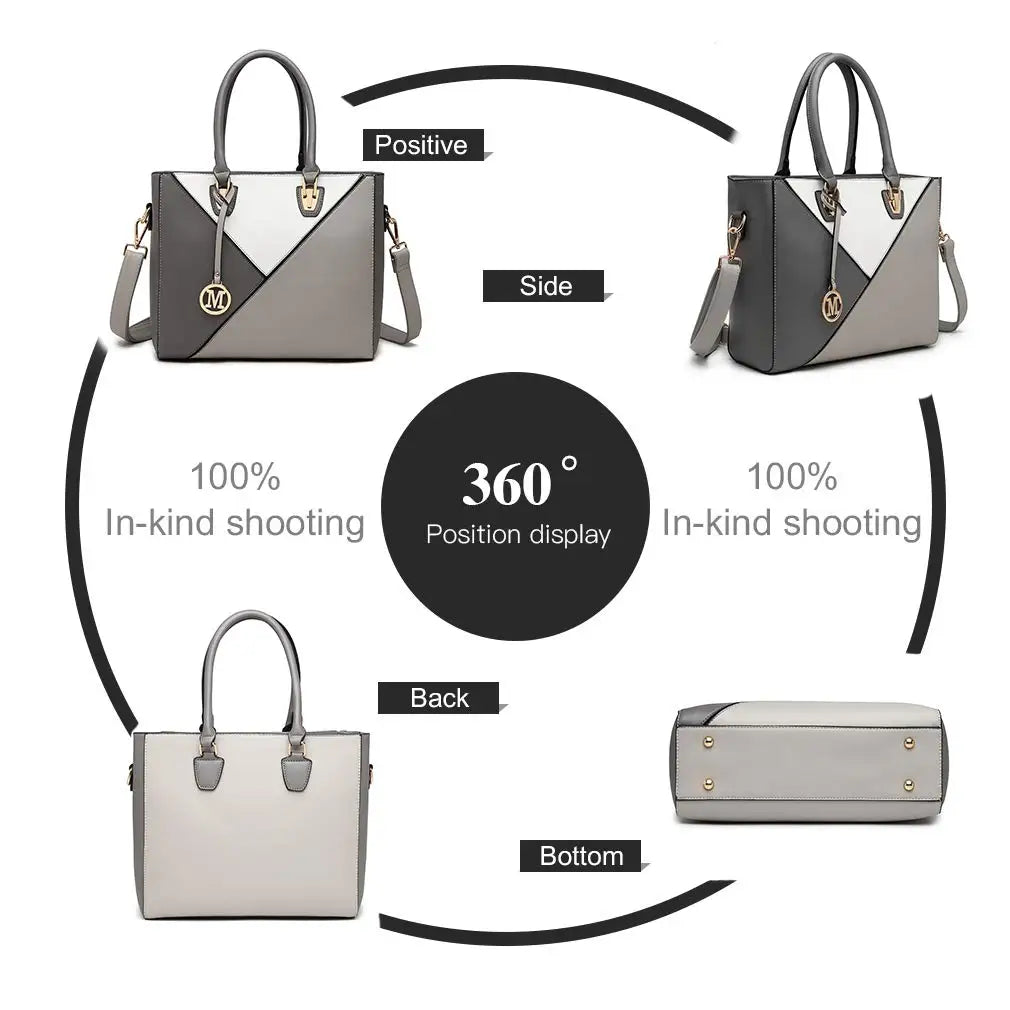 Sac à main en cuir synthétique Miss Lulu, effet géométrique ombré, bandoulière réglable et amovible