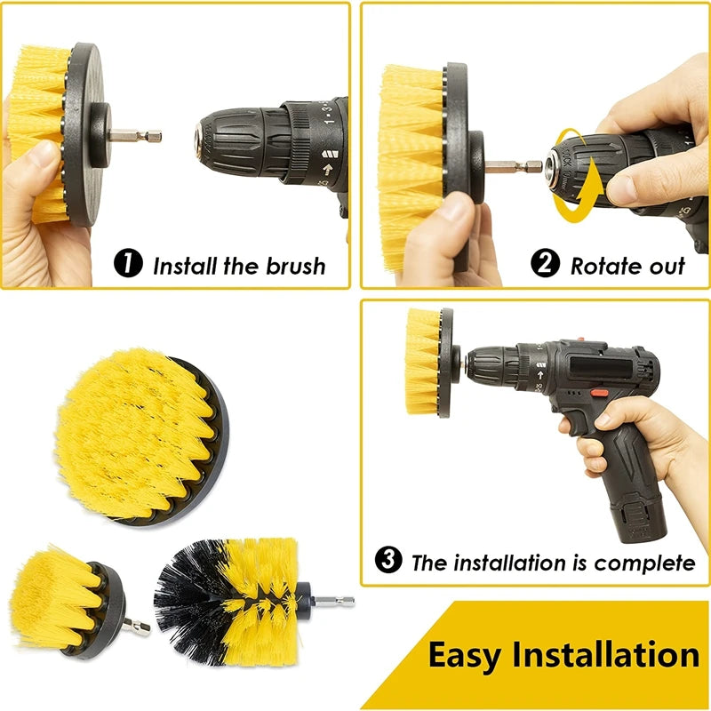 Brosse électrique avec perceuse, brosse à récurer pour voitures, douches, baignoires