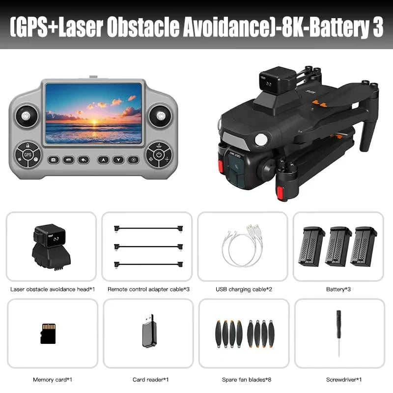 A1R 3S Drone GPS 8K – Évitement d’obstacles laser 360°, cardan 3 axes, portée 3 km