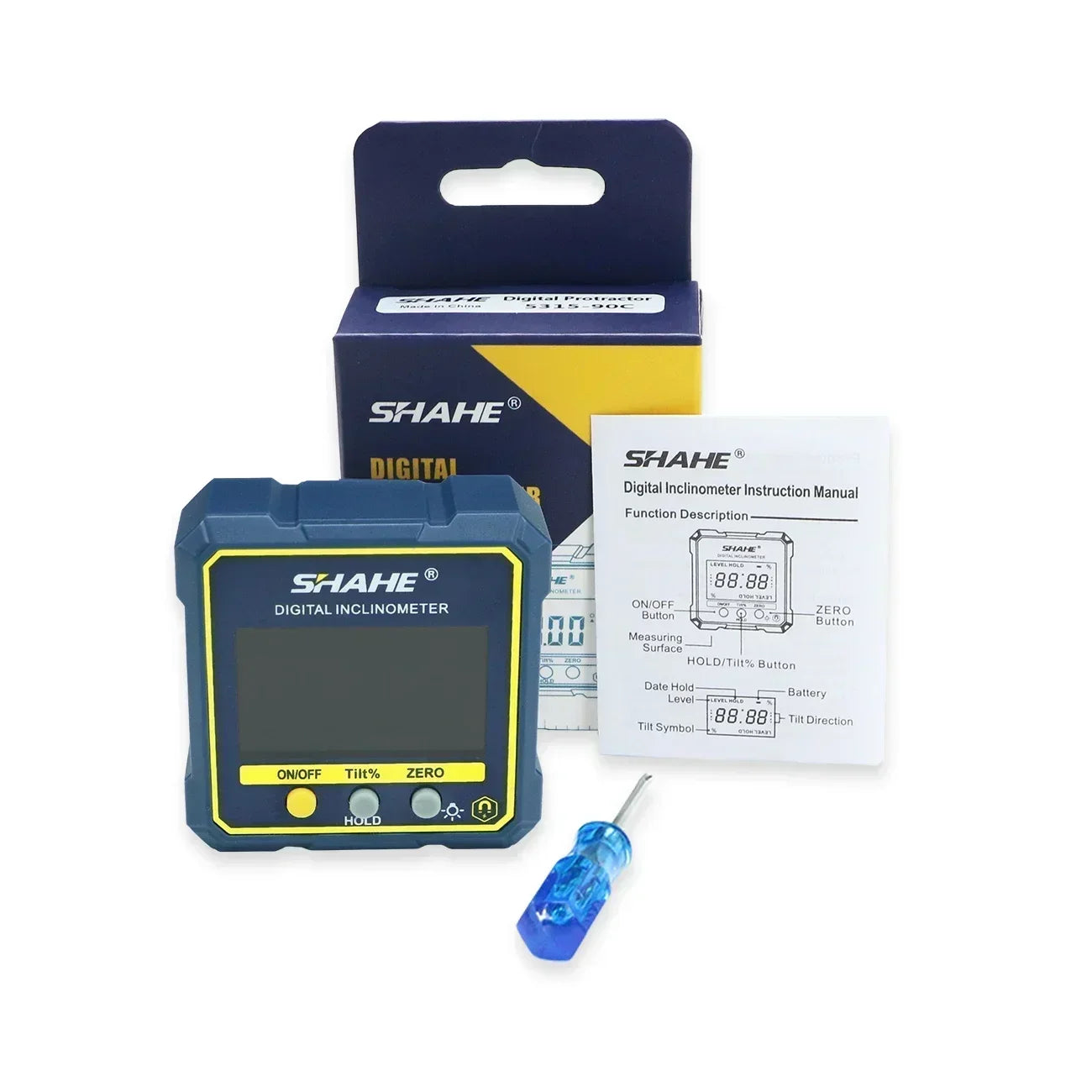 Niveau/Rapporteur d'angle numérique SHAHE 5315-90C – compact avec écran LCD et aimants intégrés