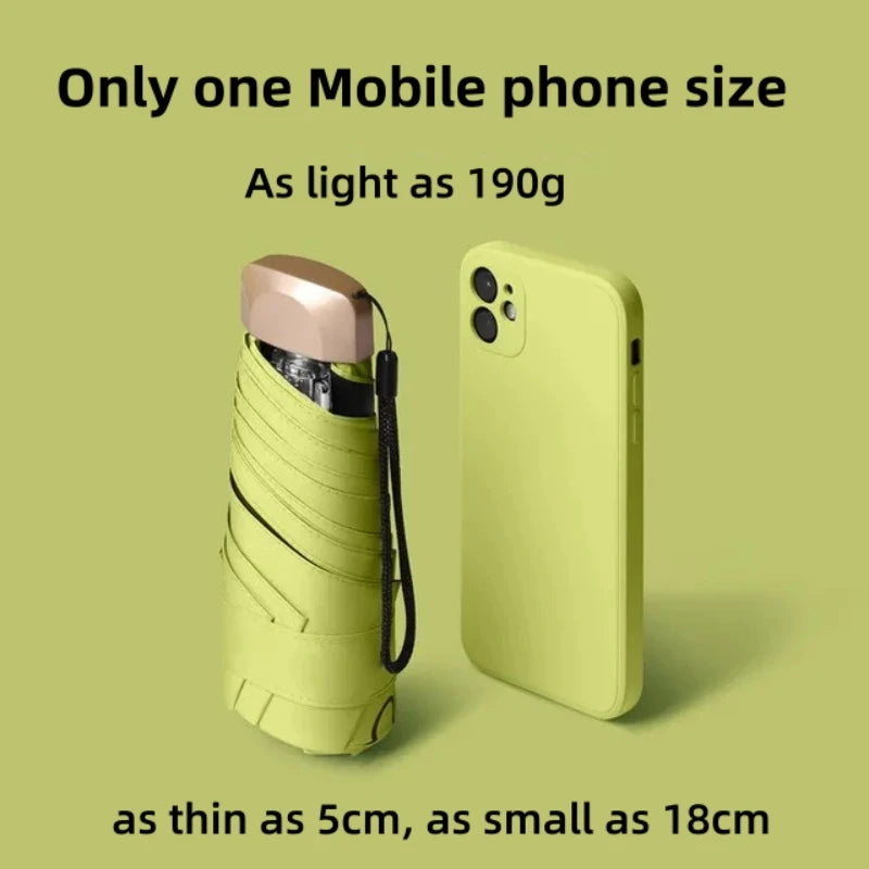 Mini Parapluie Pliant en Vinyle, Petite Poche, Pluie, Voyage, Protection UV, Pare-Soleil, Capsule Parasol