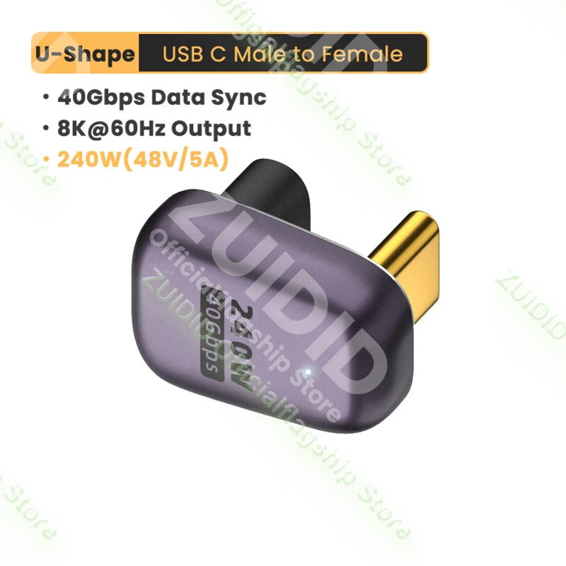 Adaptateur OTG PD240W USB4.0 40Gbps Thunderbolt3 OTG adaptateur 8K @ 60Hz USB C à Type C 48V @ 5A convertisseur de charge rapide adaptateur de données pour Macbook