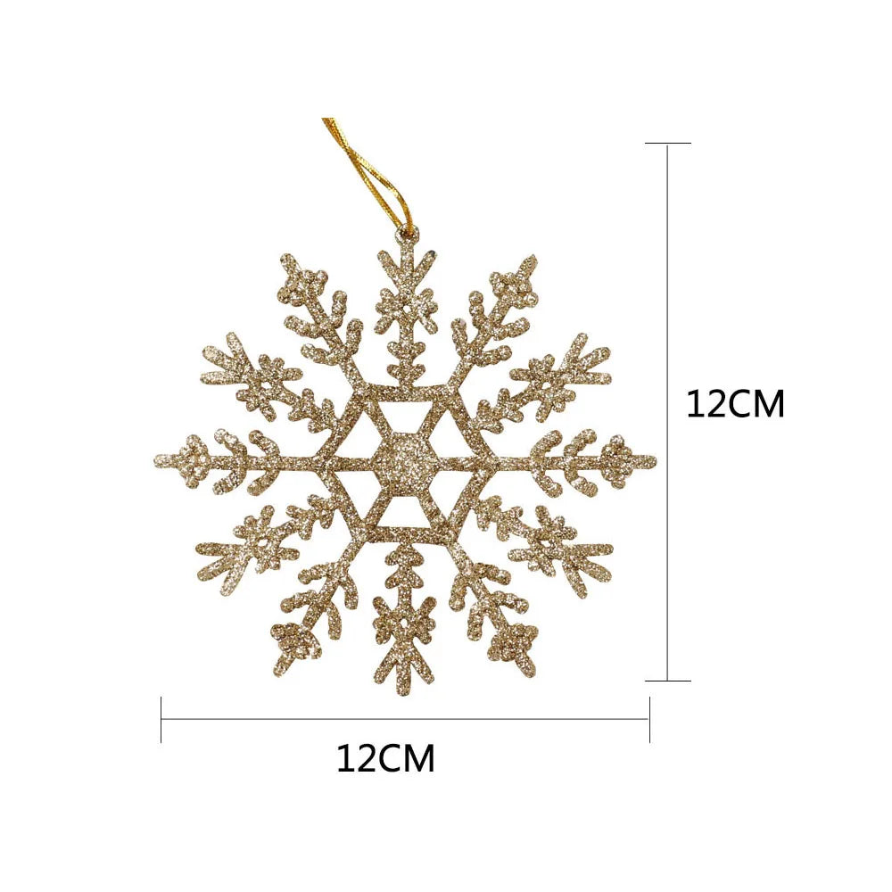 Faux Flocons de Neige pour Décoration de Noël, Ornement d'Arbre de Noël, Simulation de Glace, ixd'Hiver, Nouvel An, 12 Pièces/Lot