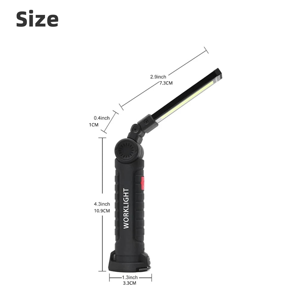 Lampe de poche LED aimanté, lampe de travail étanche, 5 modes d'éclairage, adaptée au travail de nuit, camping