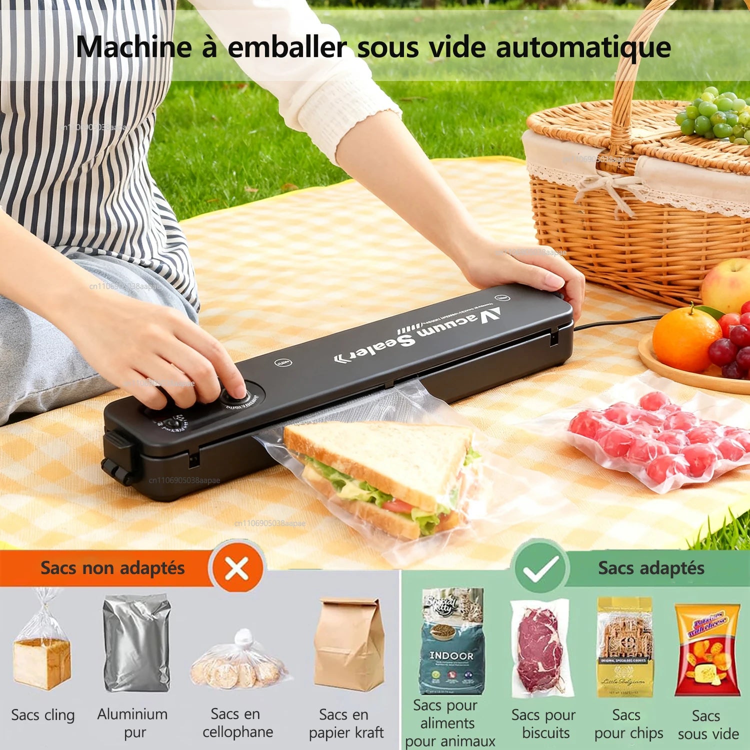 Machine à sceller sous vide entièrement automatique XMSJ – scelleuse électrique puissante pour aliments, usage domestique