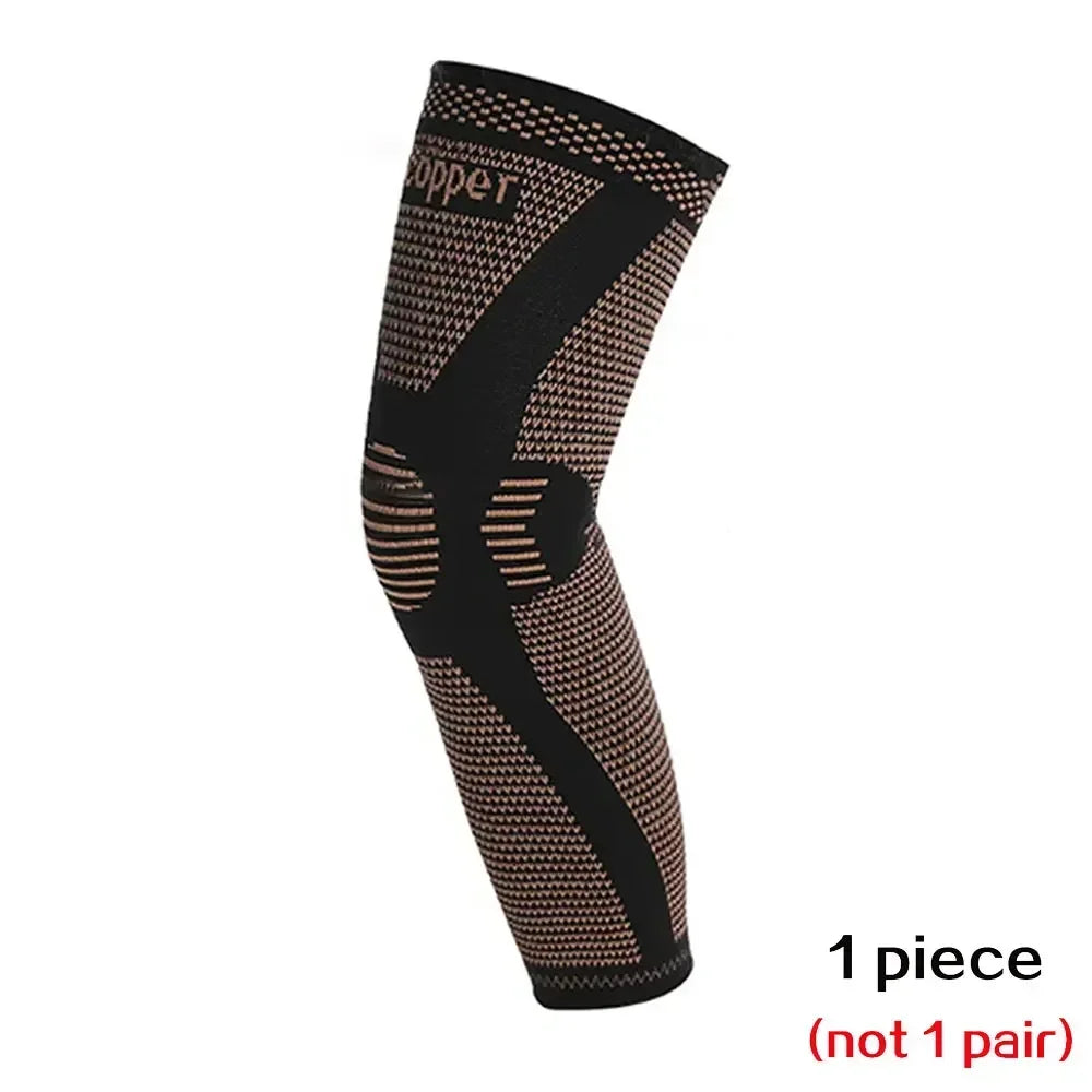 Manchon de compression pour jambe complète, genouillères en cuivre, support pour cuisse, genou, mollet