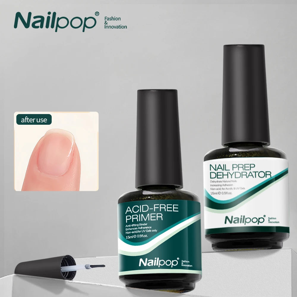 Préparation Manucure Gel & Acrylique - Nailpop Déshydrateur + Primer Ongles 15 ml 