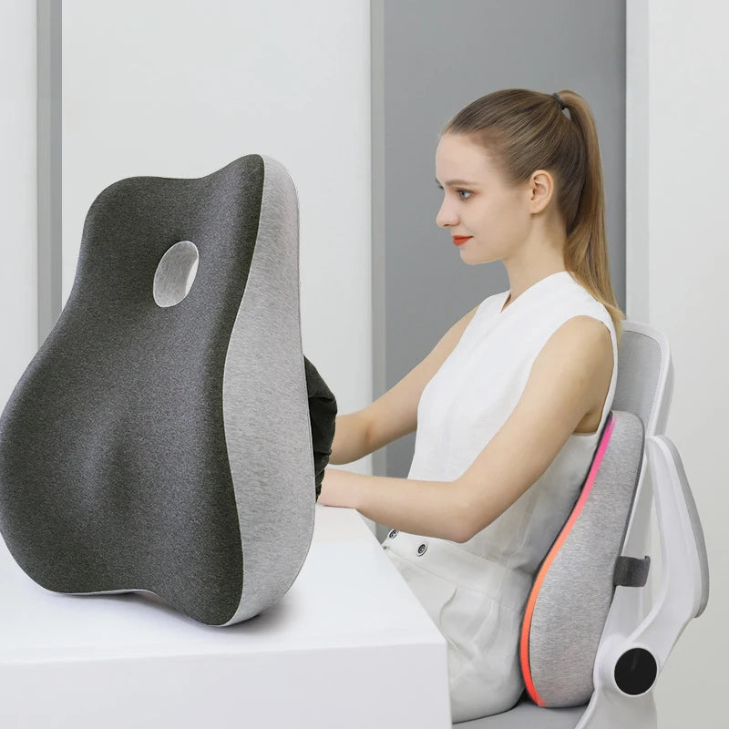 Coussin de chaise de bureau en mousse à mémoire de forme, siège de voiture, soutien de la taille, oreiller de massage lombaire, oreiller Orth4WD, coussin de fesses, coccyx, coussin de dos
