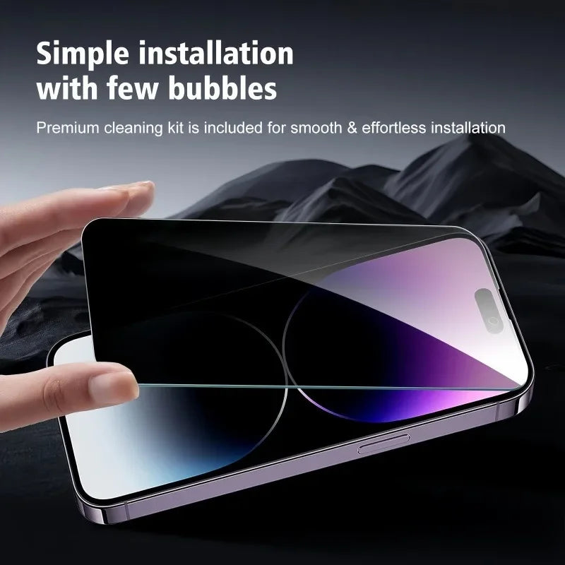 Film anti-espion 3 pièces pour iPhone 17/16/15 Pro Max/13/12/11 Pro/Plus – Verre trempé 9H