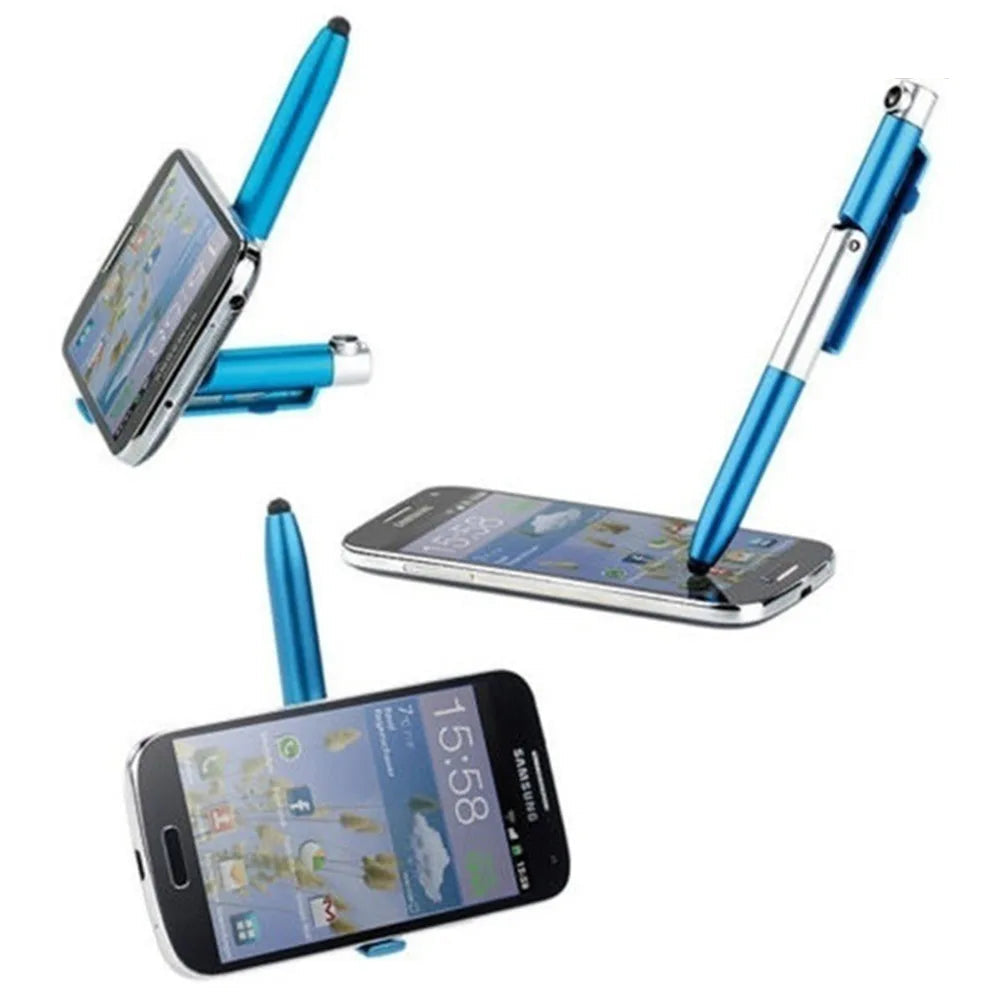 Stylo Bille 4-en-1 Pliable avec Stylet Tactile STONEGO, Lampe LED et Support pour Smartphone/Tablette