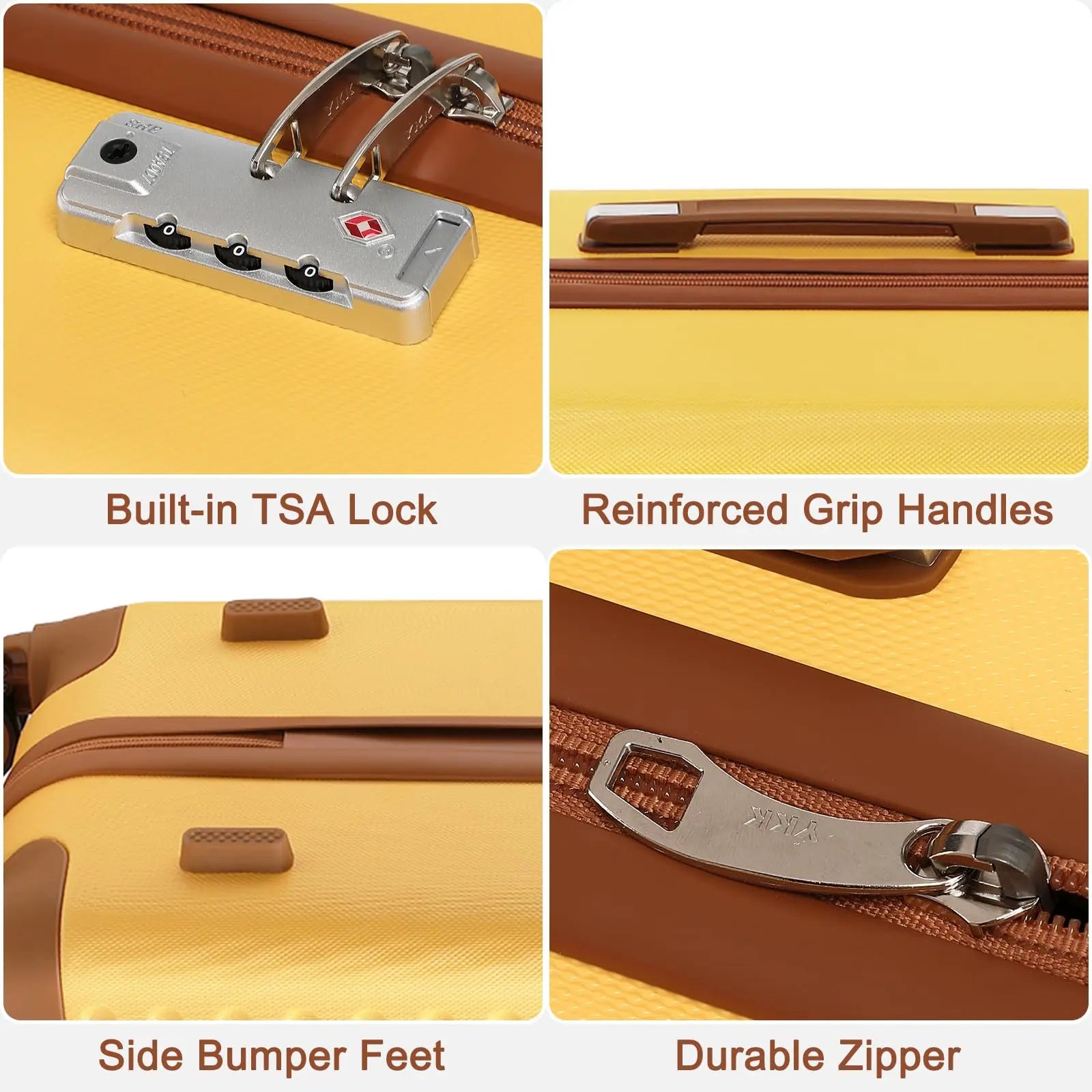 KONO Étui rigide 100% ABS, valise à roulettes 8 roues spinner, serrure TSA pour bagage à main et voyage