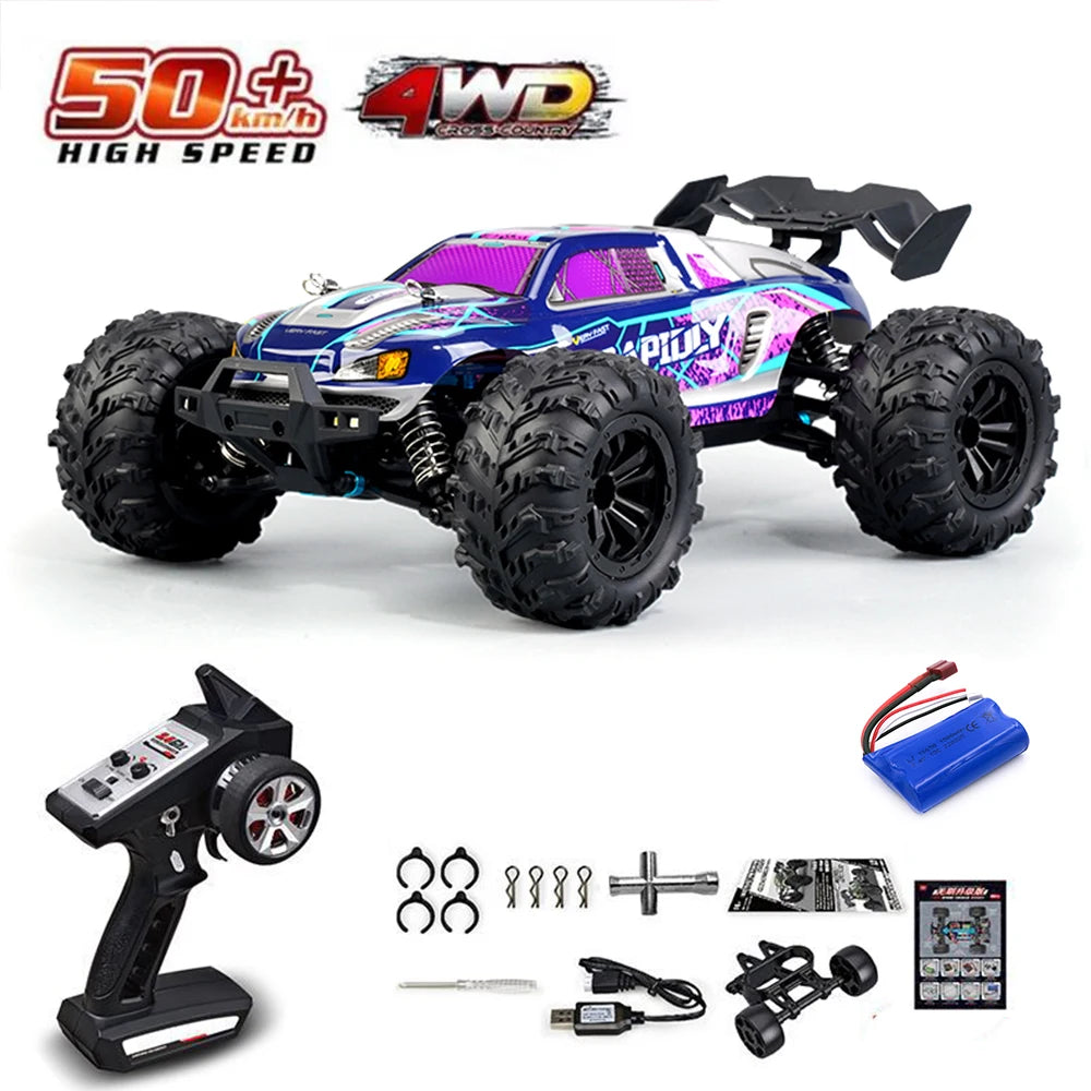 Voiture VersiRC avec Télécommande LED pour Enfants, 1:16, 75 KM/H ou 50 KM/H, Voitures Monster Truck à Dérive à Grande Vitesse, Jouets Vs Wltoys 144001