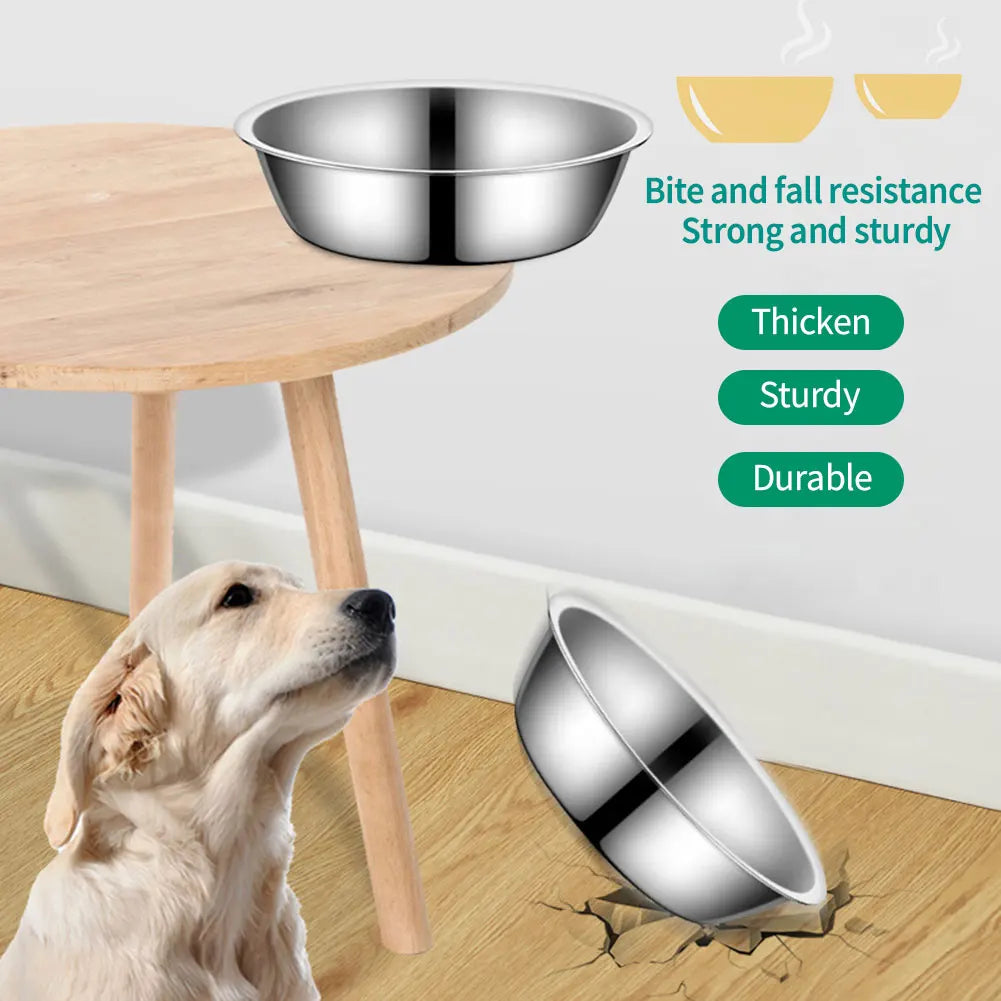 Gamelle en acier inoxydable de grande capacité pour animaux de compagnie, bol à boire pour chat et chien, mangeoire en métal, durable