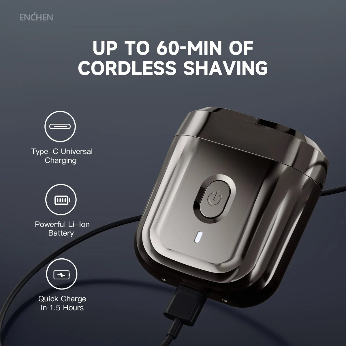 Rasoir électrique étanche 100 % ENCHEN Mini6, têtes flexibles bidirectionnelles, autonomie 60 min sans fil, tête de coupe magnétique
