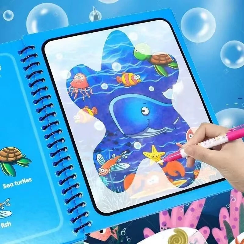 Livre de Coloriage Magique Montessori pour Enfant Dessin à l'Eau Réutilisable Peinture Jouets