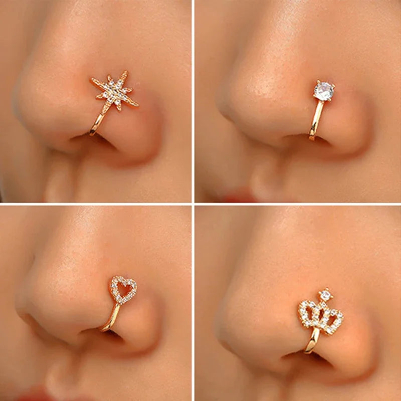Anneau de faux piercing en acier inoxydable pour femme, anneau antarctique, clip, septum, rock, hip, cerceau, punk, mode, bijoux de corps, fausse perforation, 1PC