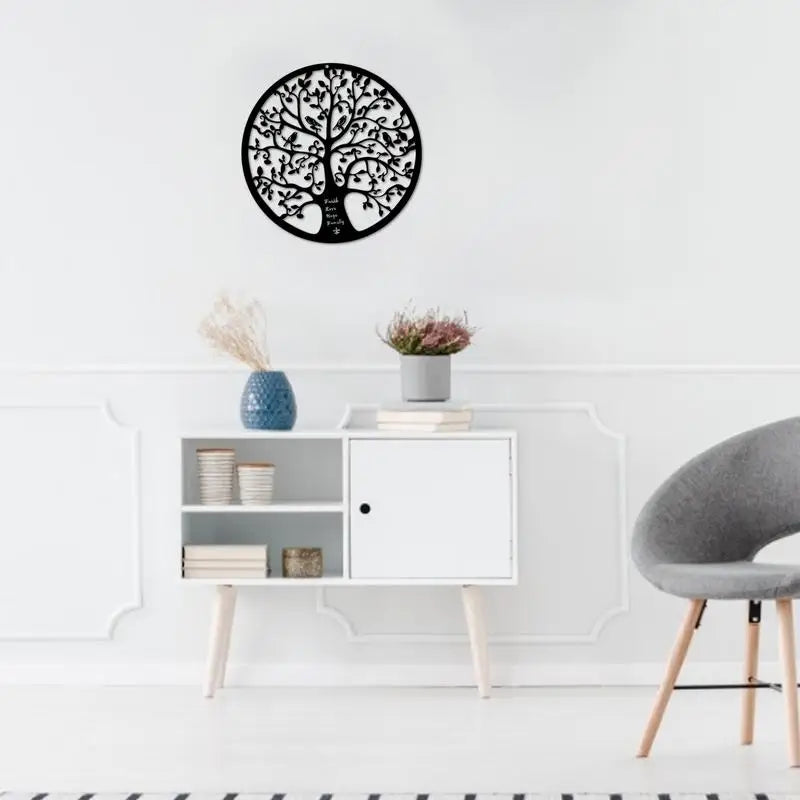 Décoration murale en métal arbre de vie, applique murale en fer, croquis de lys creux, décoration pour salon et chambre à coucher