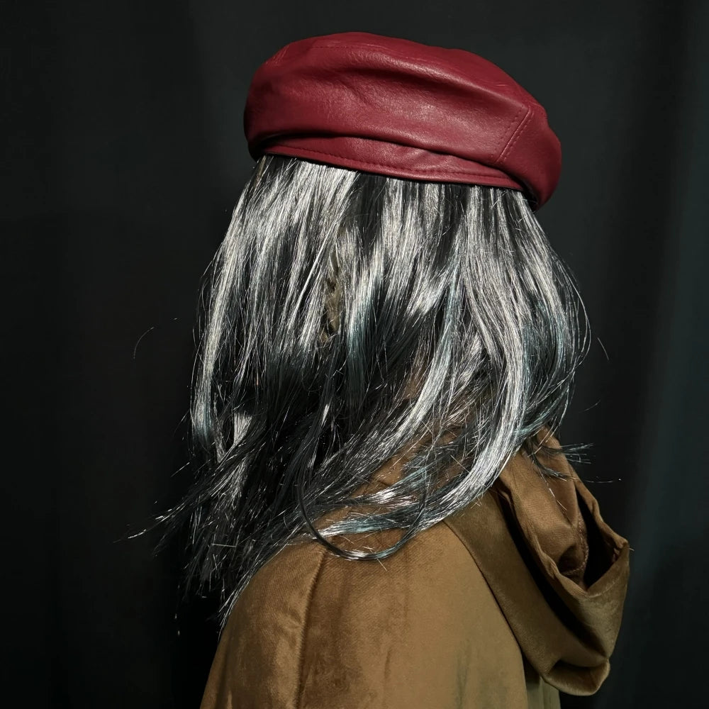 Masque d'Halloween effrayant en caoutchouc pour Grand-mère – Bouche Mobile, Vieille Femme / Sorcière, avec Perruque et Béret Rouge