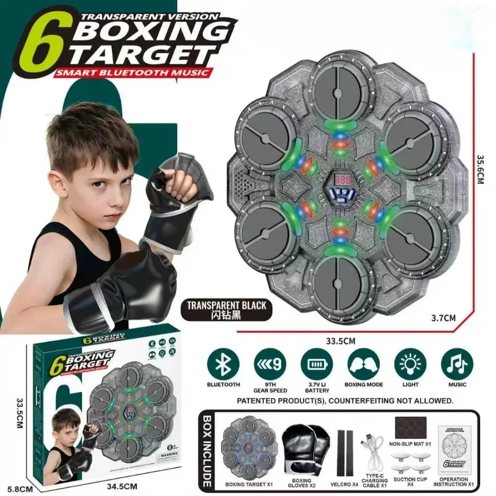 Machine d'entraînement de boxe musicale intelligente – Compatible Bluetooth, 2-5 modes d'éclairage, sport de boxe pour adultes et enfants, entraînement de gymnastique