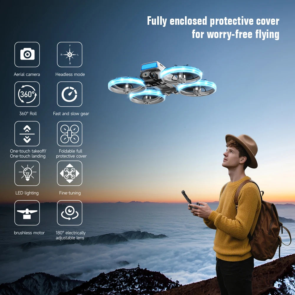 Drone XJ2 Mini Drone 8K HD – Quadrirotor RC Pliable Sans Balais, Caméra Aérienne, Jouet Télécommandé 