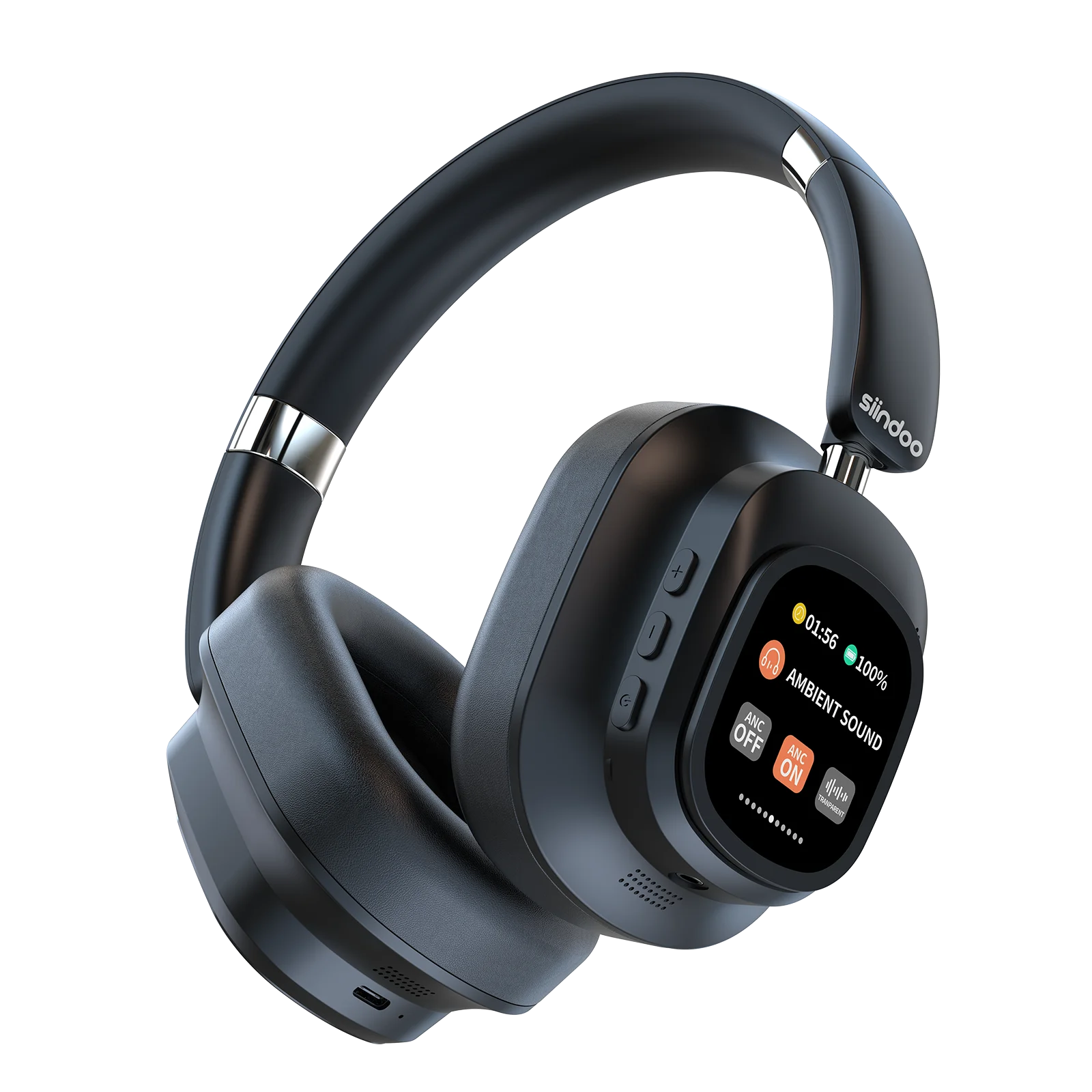 Siindoo JH-ANC930 Plus Hybrid Wireless Headphones, Active Noise Cancelling Headphones with Multi-Magnetic Touch Control LED Display