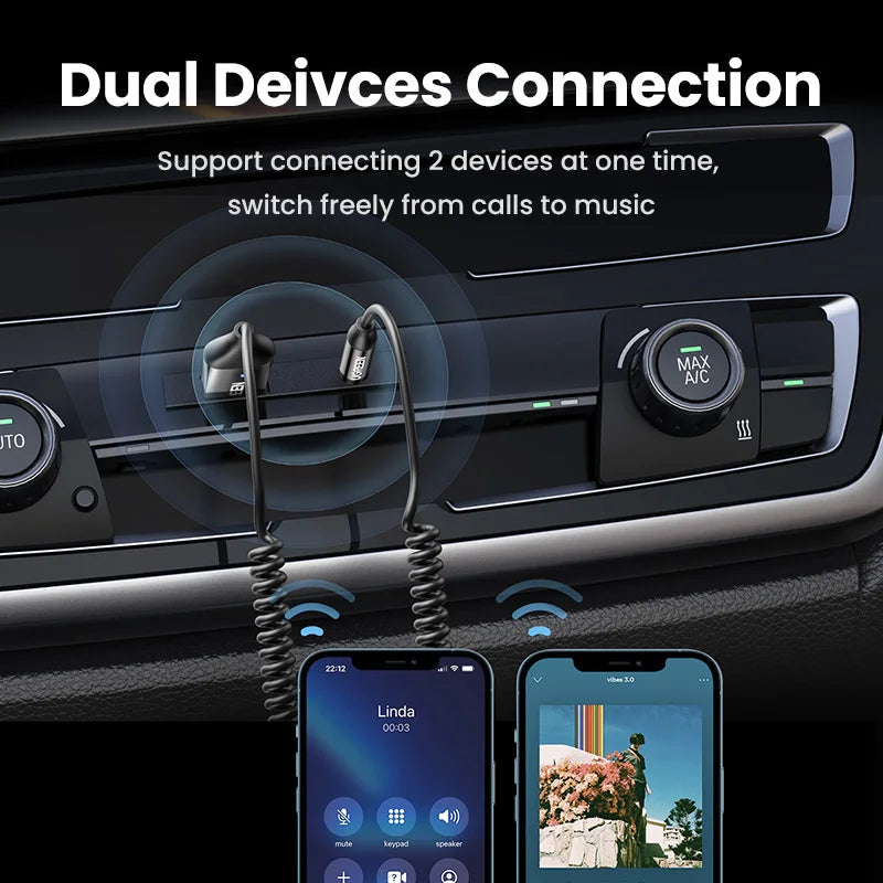Adaptateur récepteur Bluetooth 5.3 pour voiture UGREEN, kit mains libres, audio AUX, prise 3.5mm, musique sans fil, émetteur BT