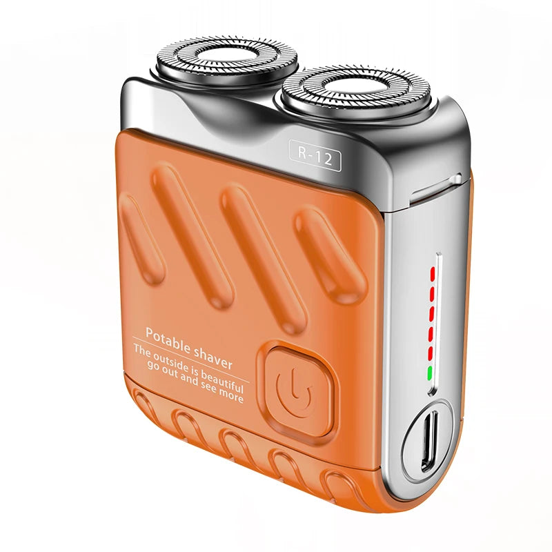 Mini rasoir électrique pour hommes – double tête rotative, étanche, rechargeable Type-C, portable, pour voyage, cheveux et barbe
