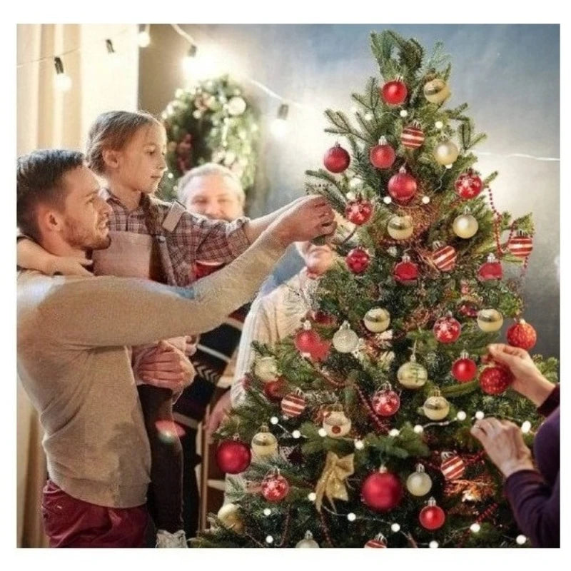 Boules de Noël rouges et dorées – Lot de 50 pièces, 4 cm, ornements peints pour sapin, décorations de fête et Nouvel An